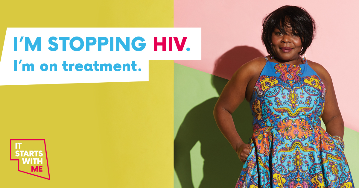 Woman in summer dress: I'm stopping HIV. I'm on treatment. It Starts With Me.