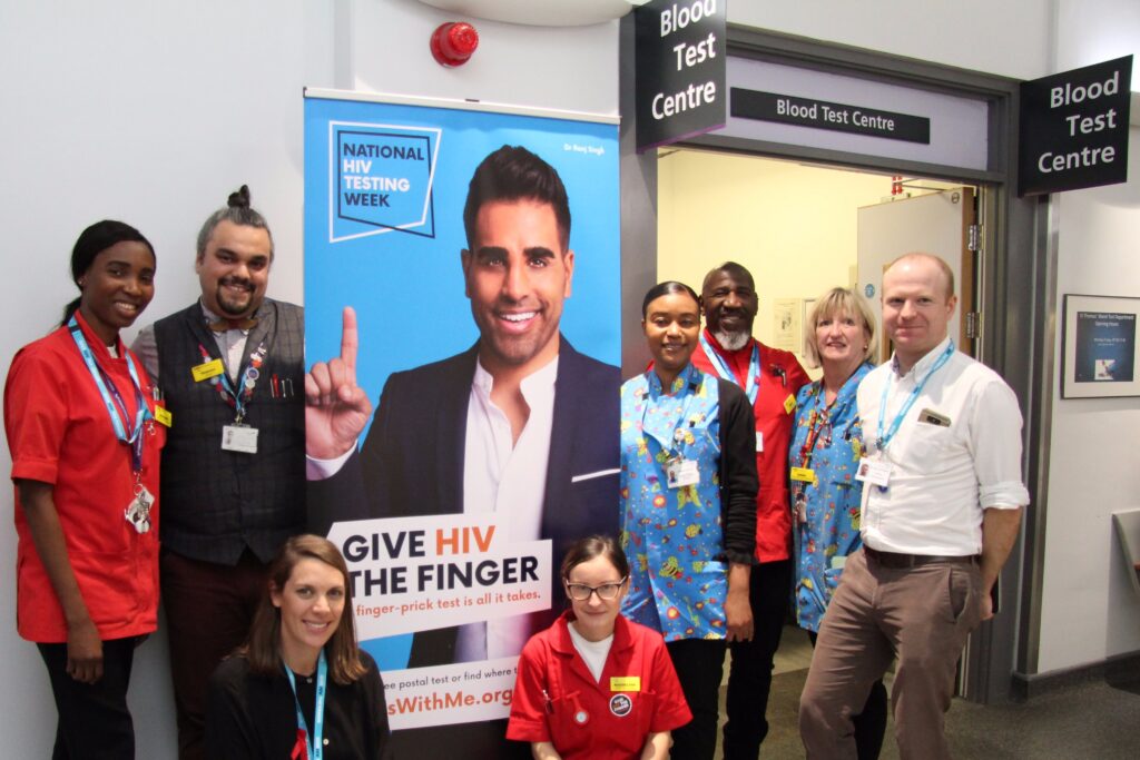 Dr Ranj poster at blood test centre